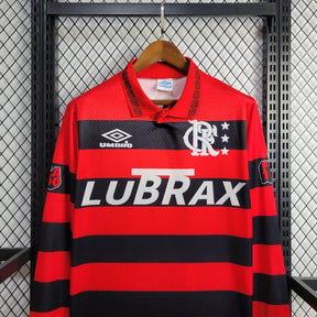 Camisa Flamengo Manga Longa Home 1994/95 - Umbro Retrô Masculina - Vermelha/Preta